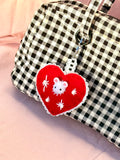 Red Felt Heart Bag Charm with Surprise Calico Critter