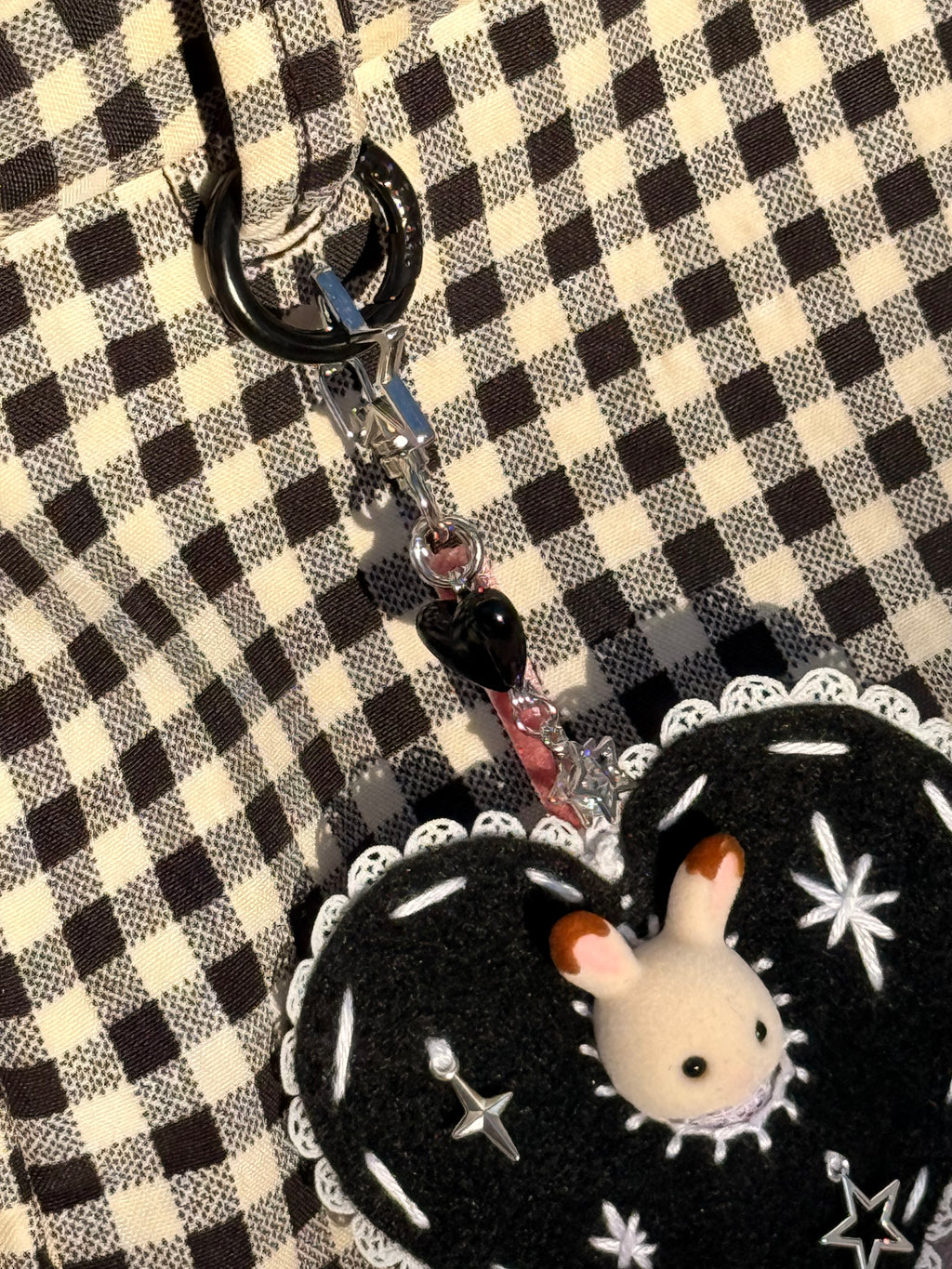 Black Felt Heart Calico Critter Bag Charm