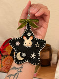 Black Felt Star Bag Charm with Surprise Calico Critter