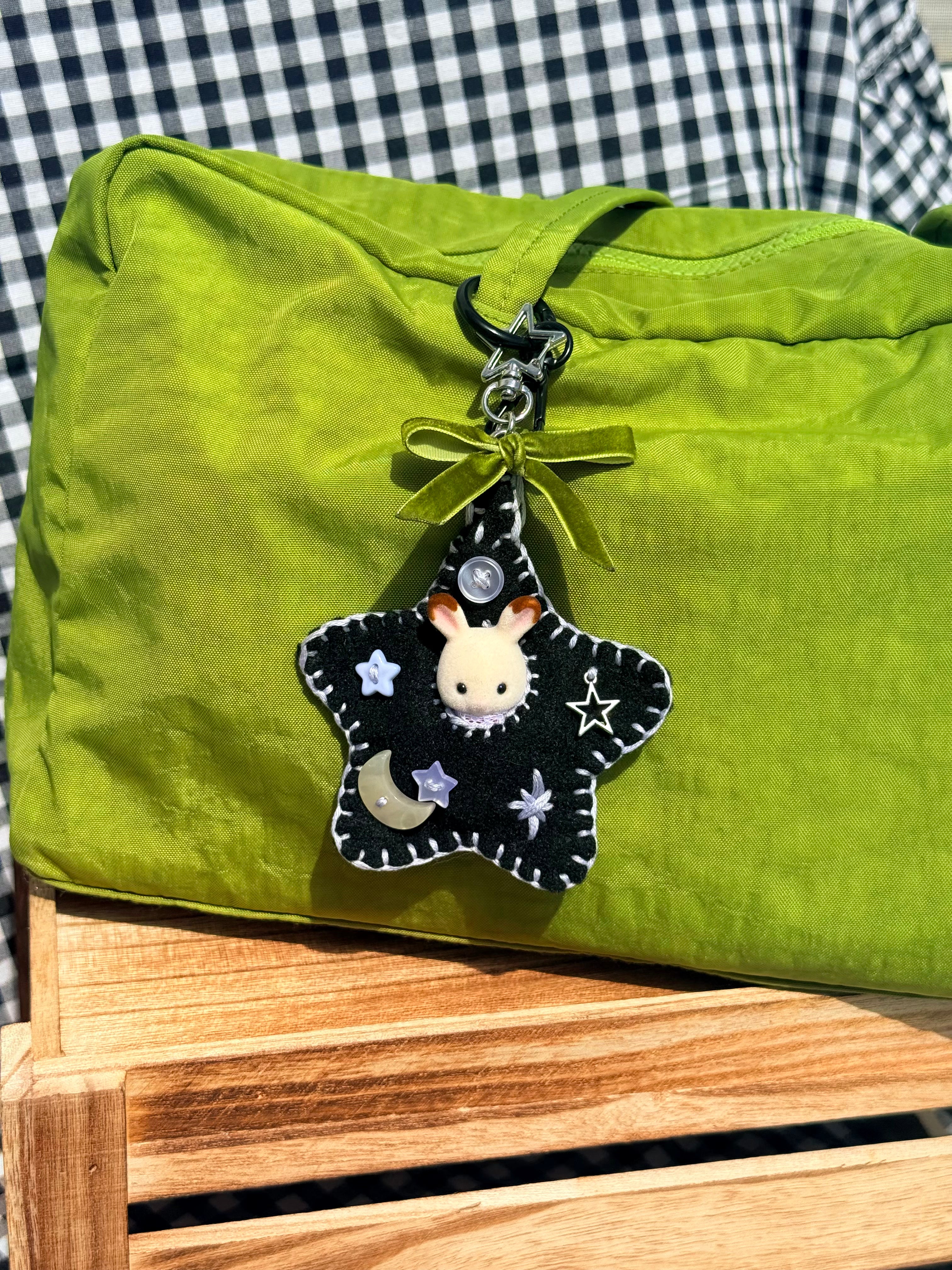 Black Felt Star Pouch with Surprise Figure