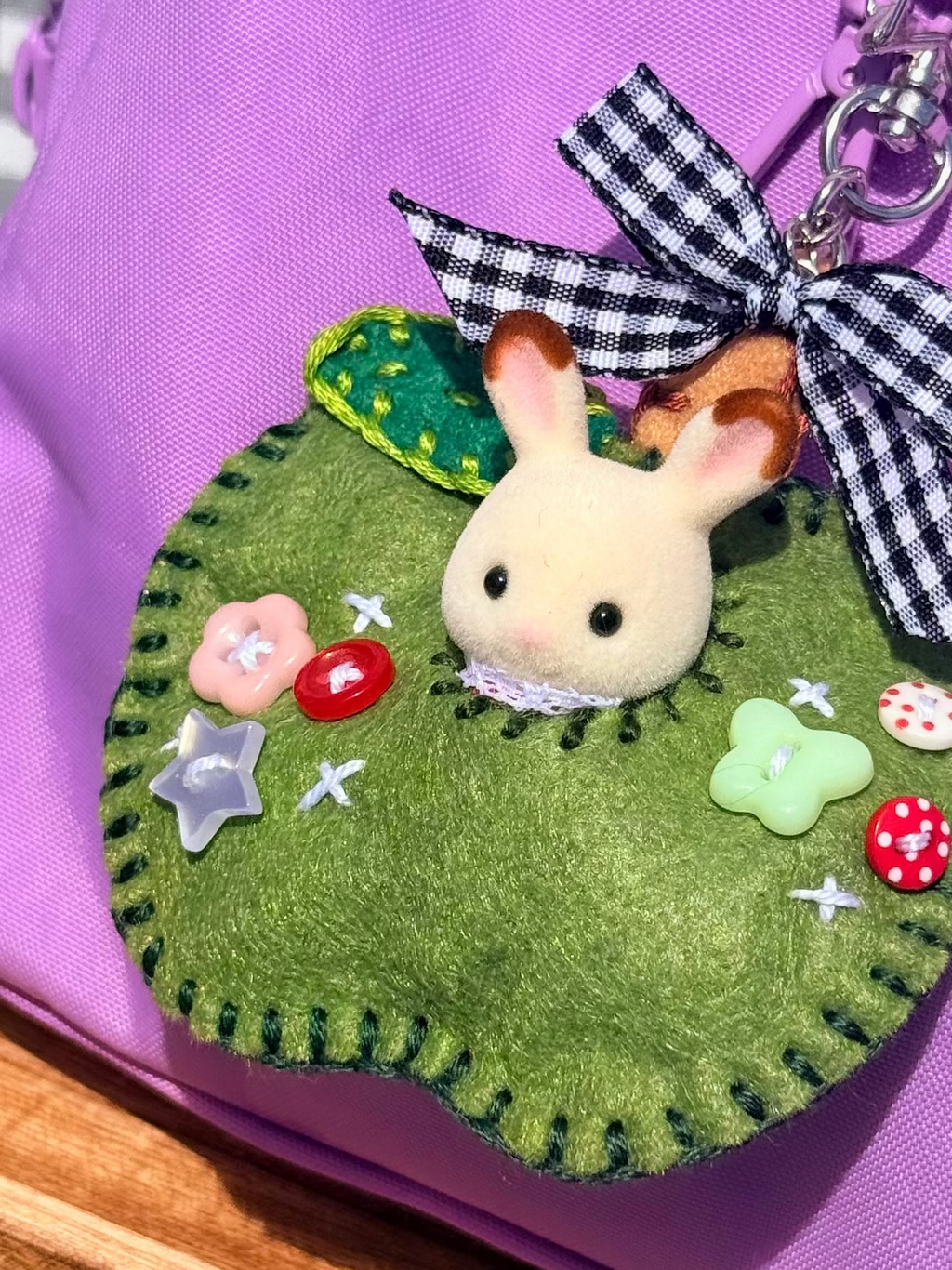 Green Felt Apple Pouch with Surprise Figure