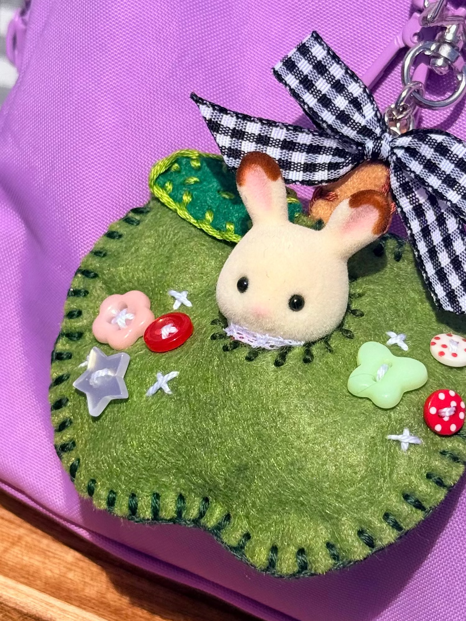 Green Felt Apple Pouch with Surprise Figure