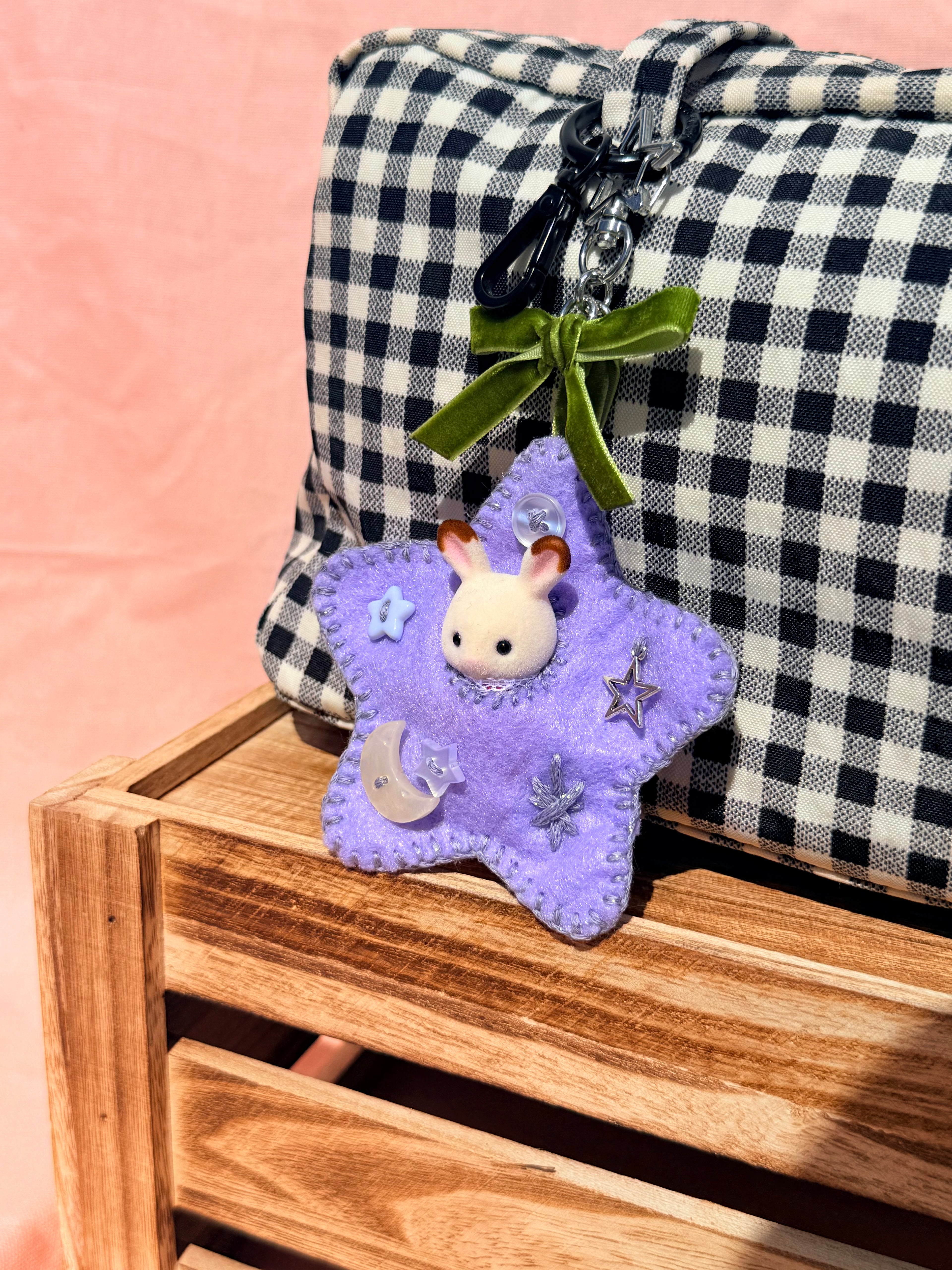 Purple Felt Star Pouch with Surprise Figure