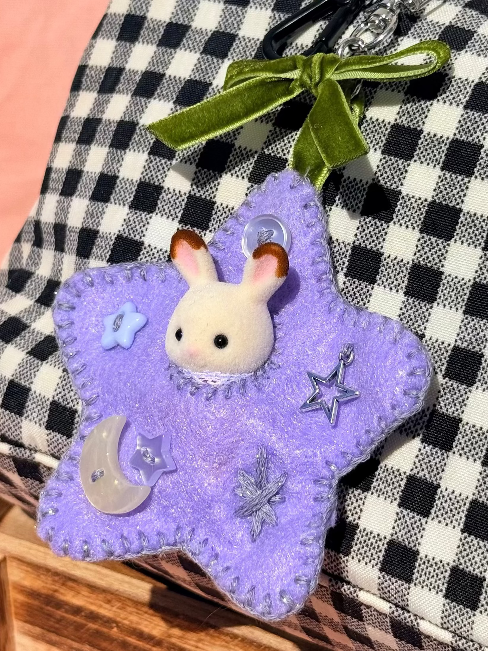 Purple Felt Star Pouch with Surprise Figure