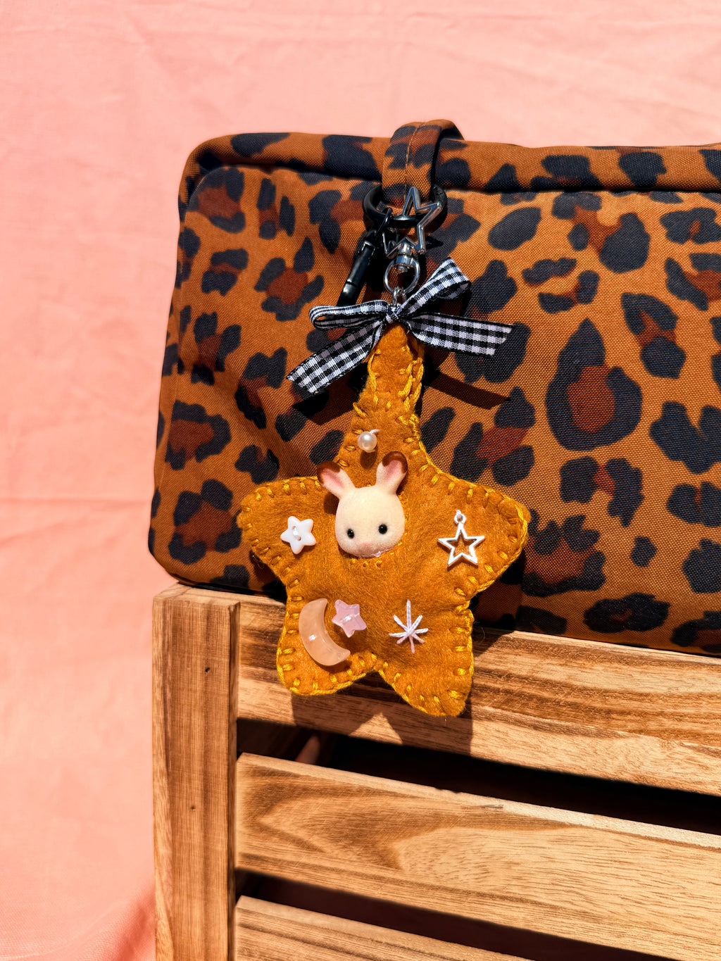Mustard Yellow Felt Star Pouch with Surprise Figure