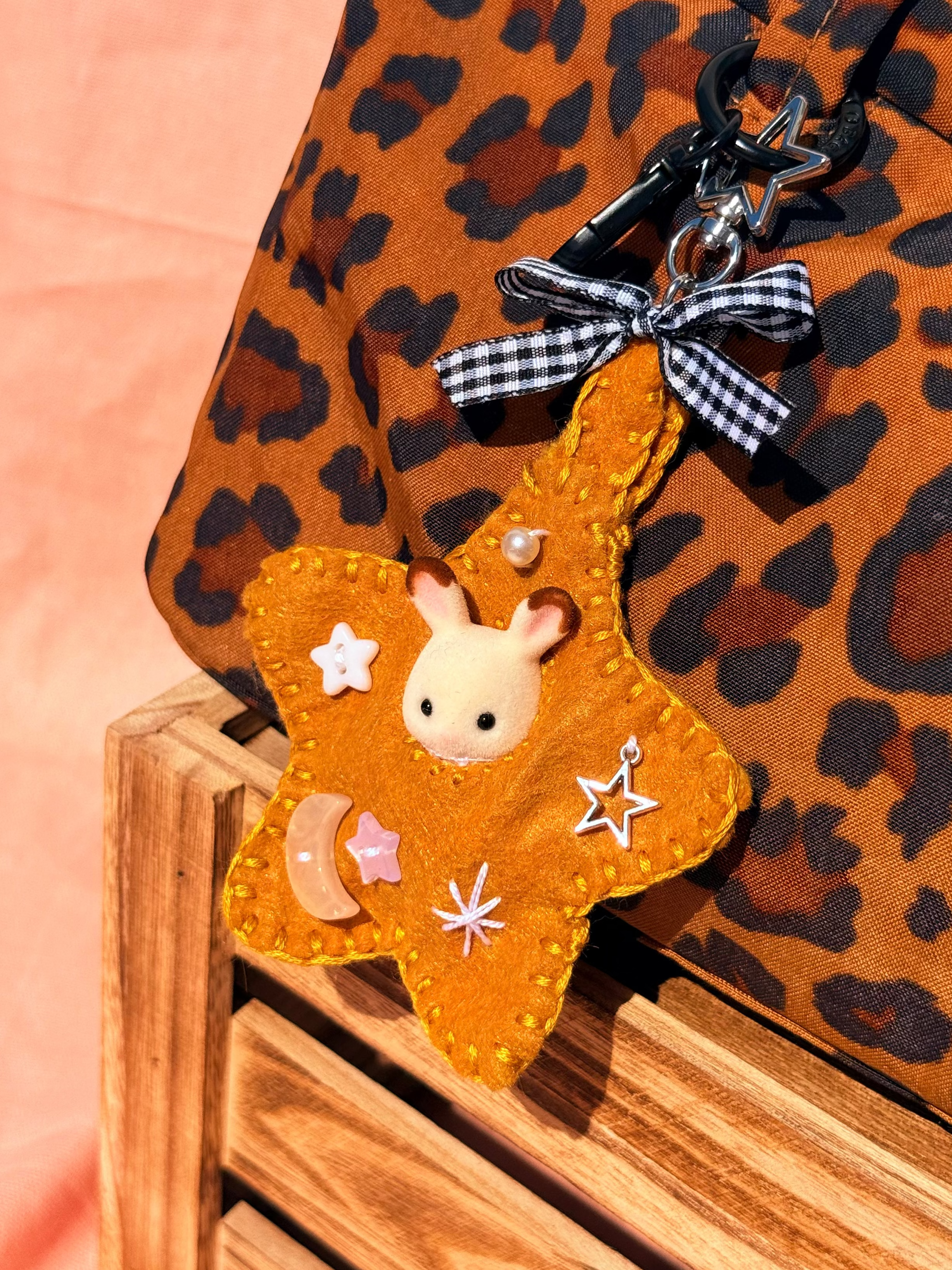 Mustard Yellow Felt Star Pouch with Surprise Figure