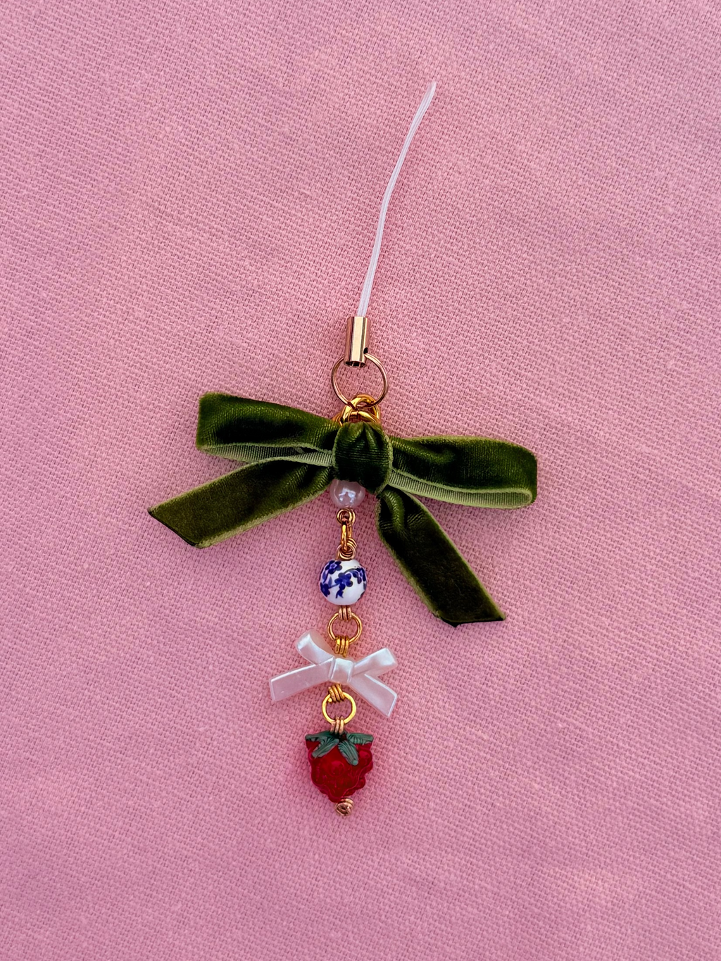 Green Bow Phone Charm