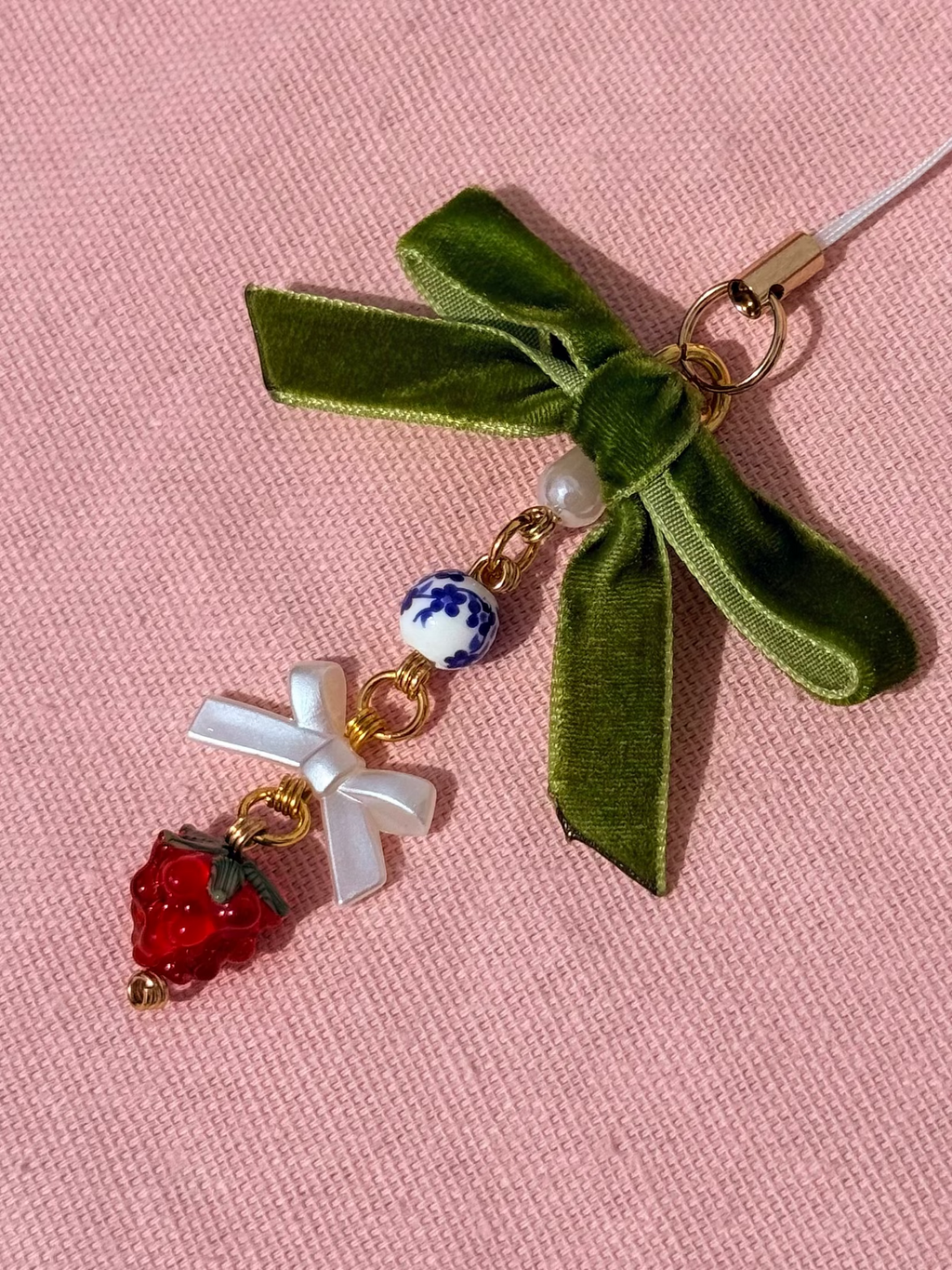 Green Bow Phone Charm