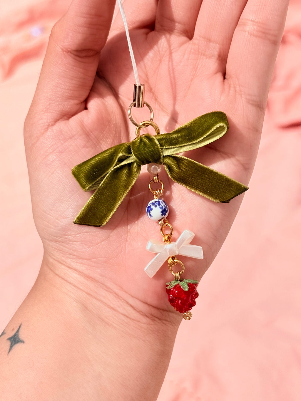 Green Bow Phone Charm